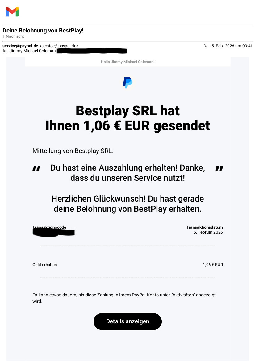 Larger payment (€1.06)