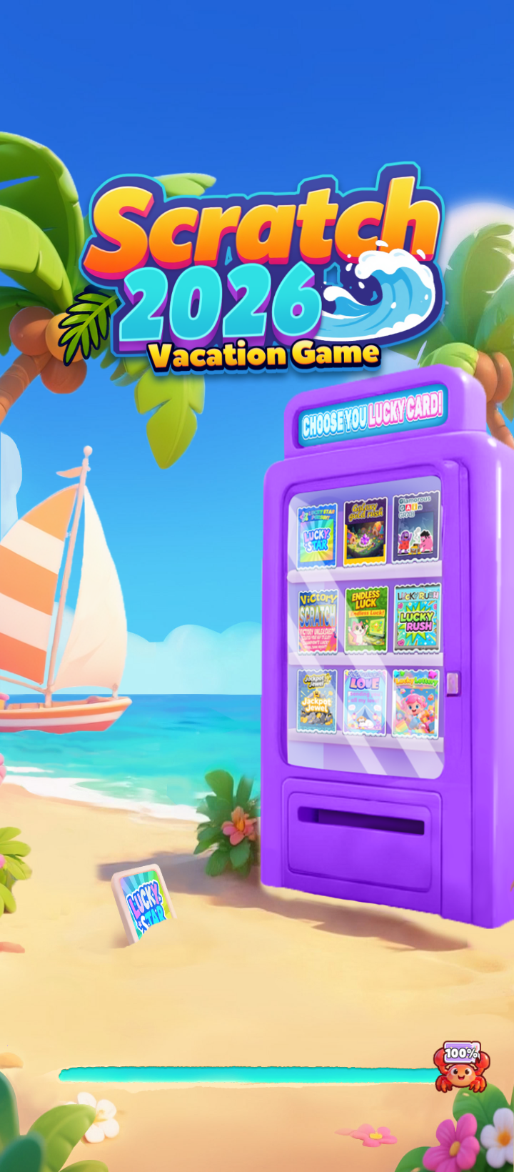 Colorful start screen promising “ultimate scratch card adventure”